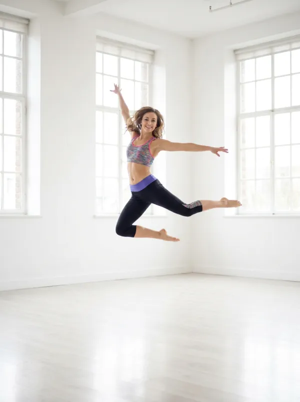 A dancer mid leap
